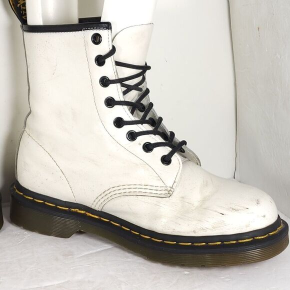 Dr. Martens Women's Pascal US7 White Leather Lace Up Ankle Combat Boots - Picture 7 of 16